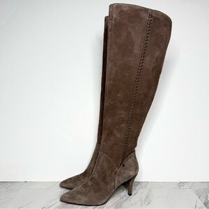 Vince Camuto Seselti Gray Suede Pointy Toe Tall Boot 8 1/2 M